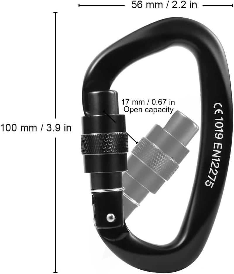 Unleash Your Climbing Potential with the Heavy-Duty 25kN Locking Carabiner - 5600Lb Screw Gate D Shape for Ultimate Safety and Performance