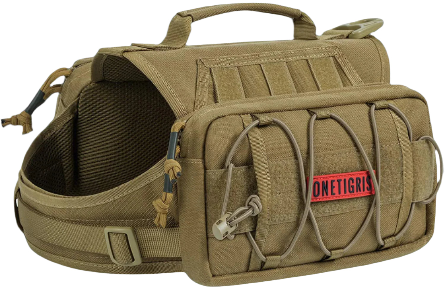 Dog Backpack for Medium & Large Dogs, Nylon Tactical Pet Backpack with Side Pockets